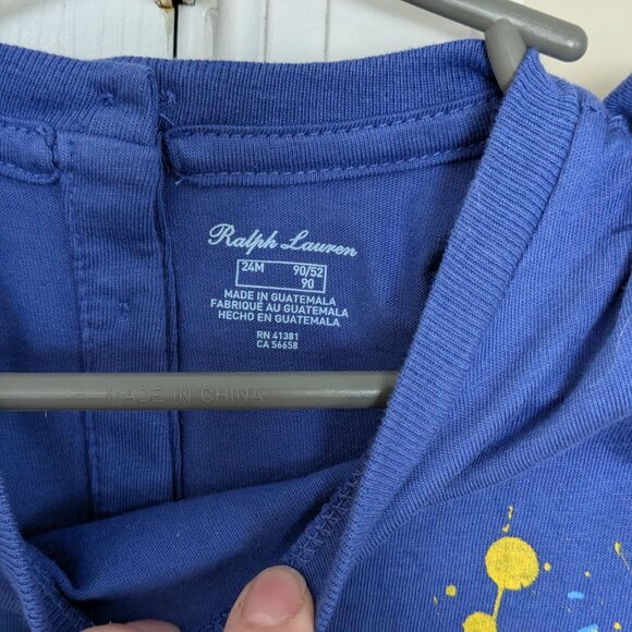 NWT Polo by Ralph Lauren Paint Splatter Cotton Jersey T-Shirt Size 24m - Picture 3 of 4